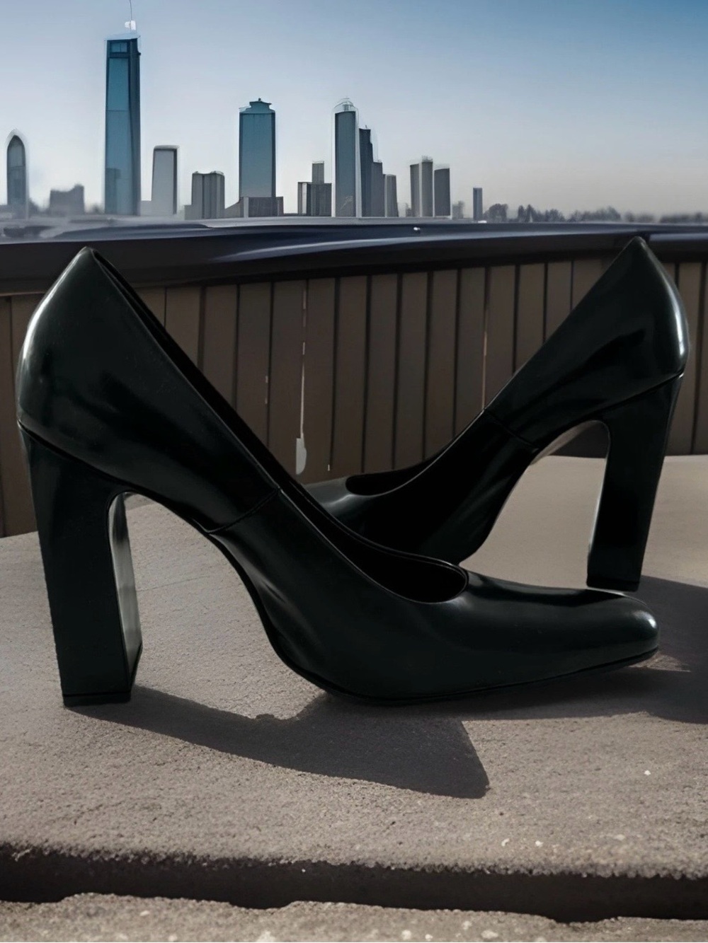 Balenciaga Black Patent Block Heel Pumps - Women's